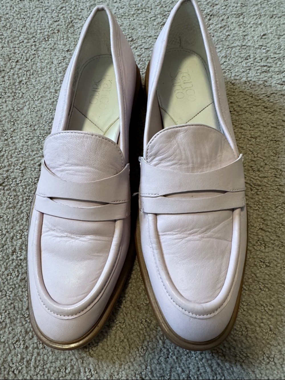 Womens Pale Pink Leather Penny Loafers size 8